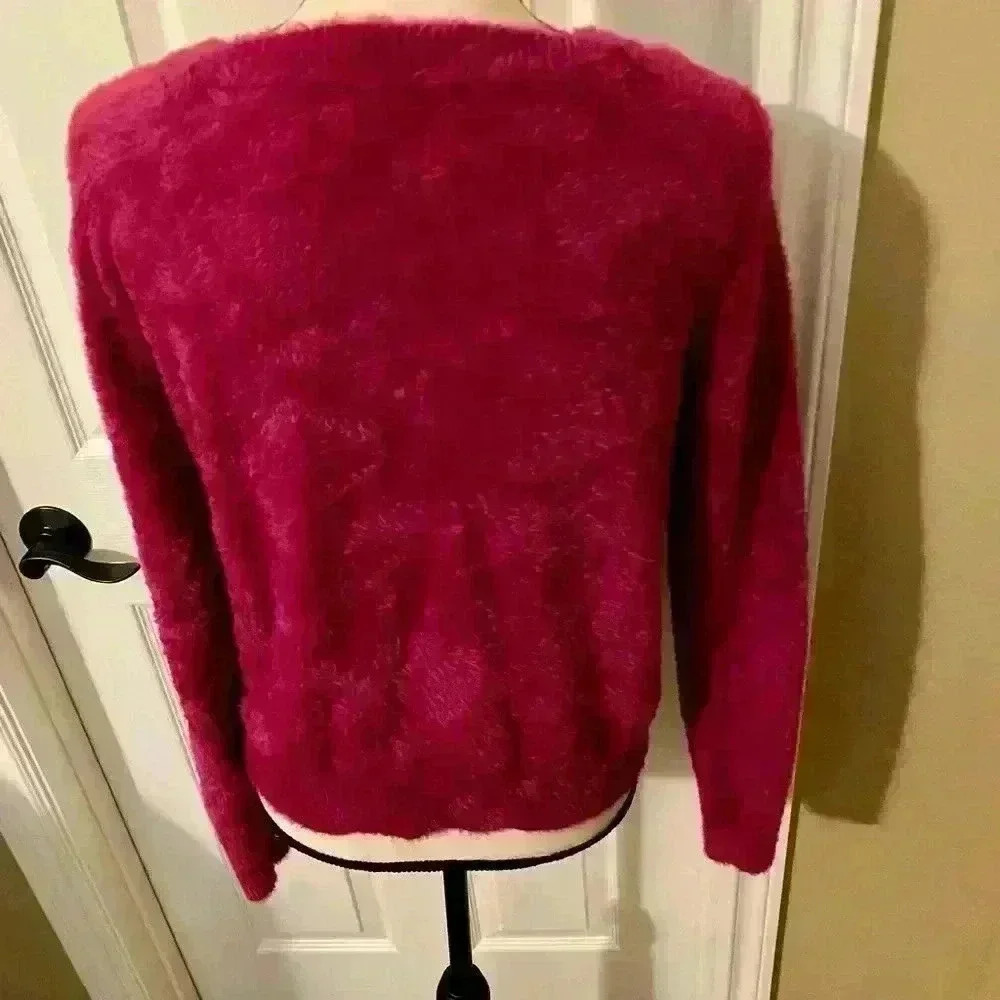 Splendid Womens Pink Square Neckline Fluffy Soft Sweater Long Sleeve medium - Picture 8 of 12